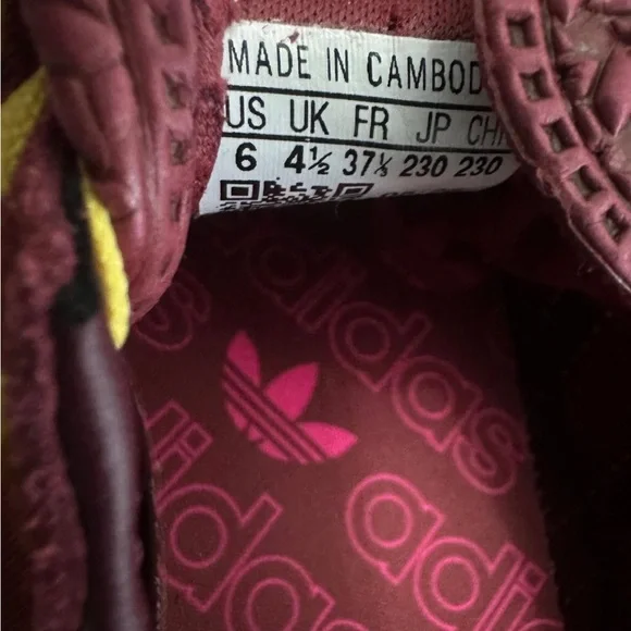 Adidas SL 72 OG Noble Maroon and Yellow Retro Runner Sneakers - Picture 5 of 5